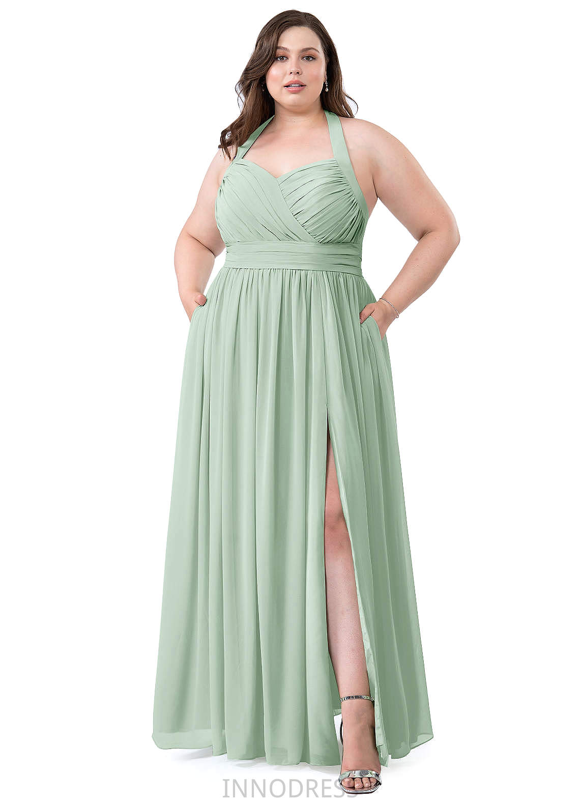 Adriana Spaghetti Staps Natural Waist Sleeveless A-Line/Princess Floor Length Bridesmaid Dresses