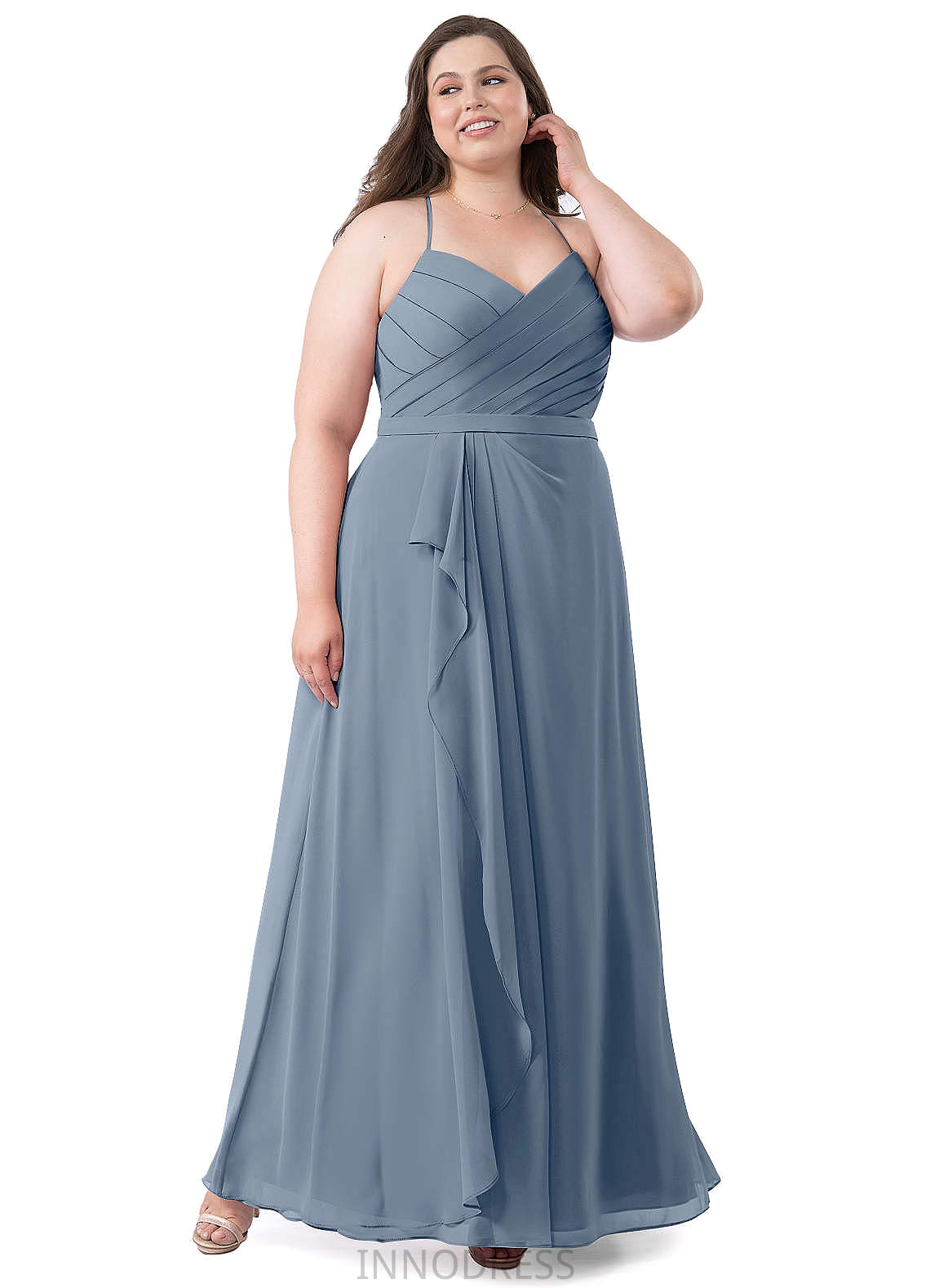 Helen Sleeveless V-Neck A-Line/Princess Floor Length Natural Waist Bridesmaid Dresses