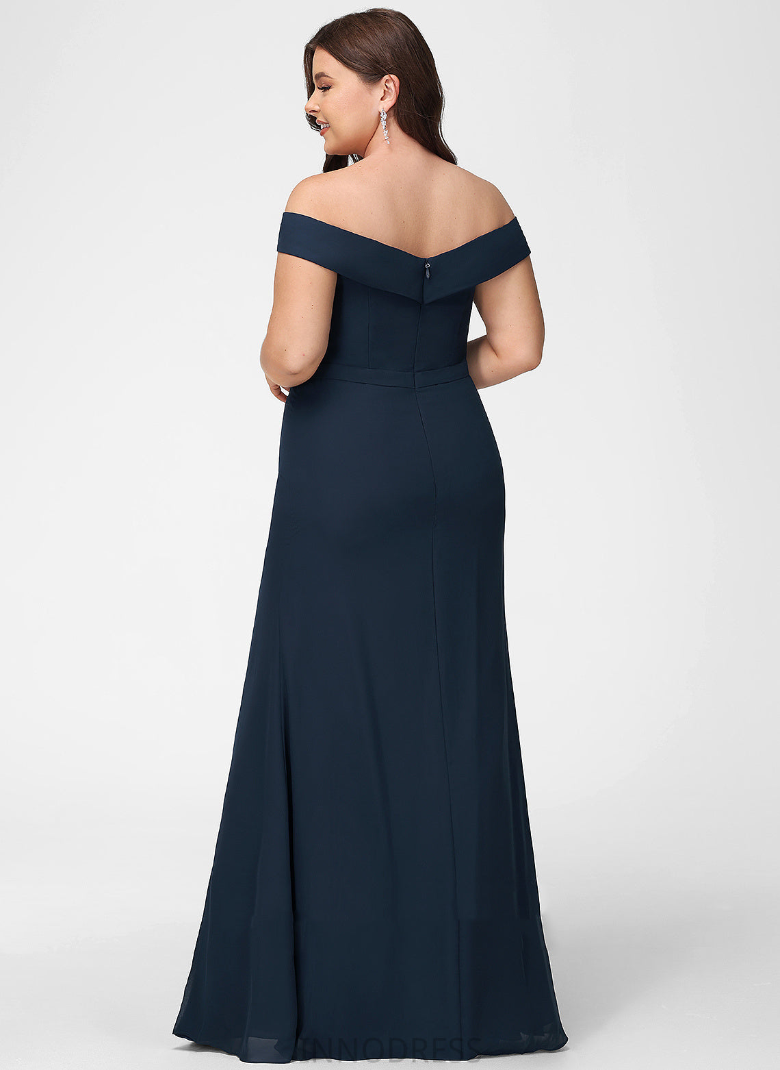 Floor-Length A-Line Silhouette Neckline Fabric Embellishment Length Ruffle Off-the-Shoulder Abril Sleeveless Floor Length Bridesmaid Dresses