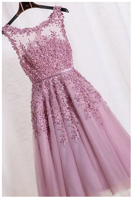 Elegant Appliques Tulle Short Homecoming Dresses