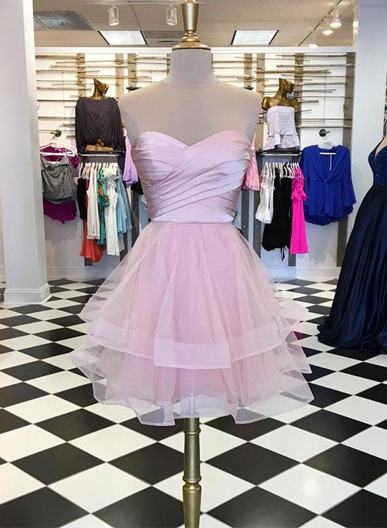 Sweetheart Neck Short Joslyn Pink Homecoming Dresses Dress 1008