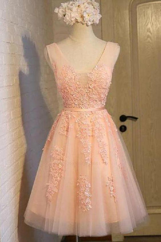 V-Neck Vintage Lace Ava Homecoming Dresses 10326