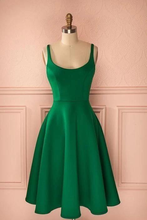 A-Line Satin Cameron Homecoming Dresses Green 10812