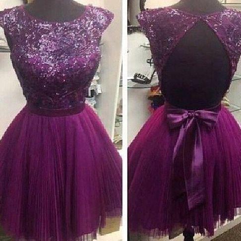 Grape Princess Tulle Bella Homecoming Dresses 11720