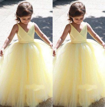 V Neck Yellow Flower Girl Joslyn Homecoming Dresses Dresses 12108