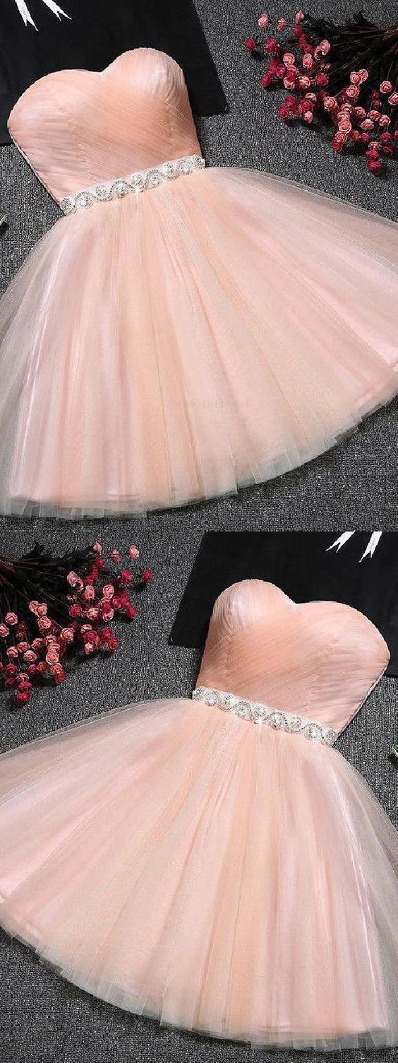 Blush Strapless Sweetheart Neck Blush Tulle Cute Madeleine Homecoming Dresses Pink 122