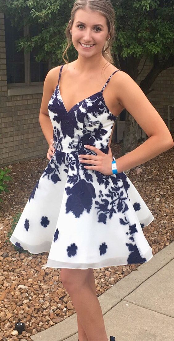 Short White With Lauryn Homecoming Dresses Navy Blue Appliques 1256