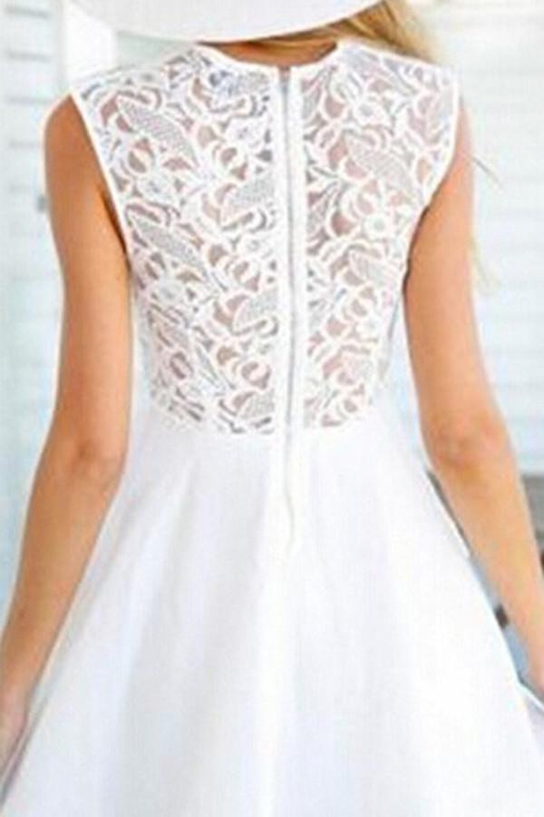 Sleeveless Elegant Homecoming Dresses Lace Chiffon Meadow A Line Up Short 1293