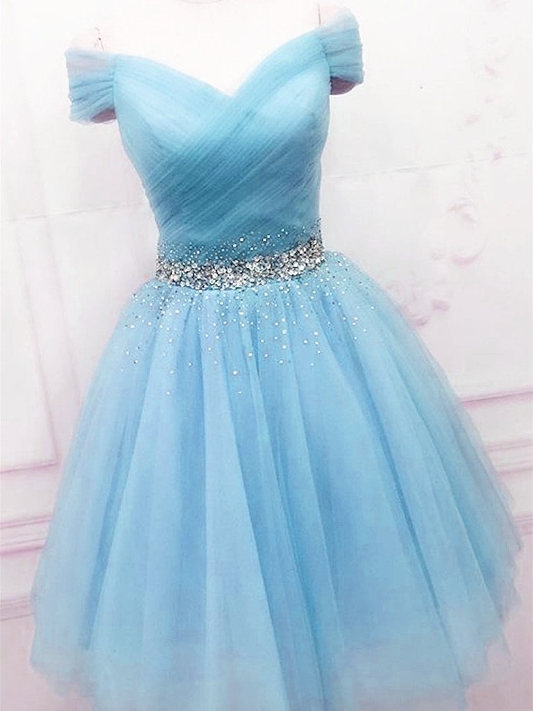 Short Off The Shoulder Blue Formal Homecoming Dresses Tessa 13725