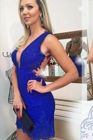 Lace Homecoming Dresses Kaylie Royal Blue 14045