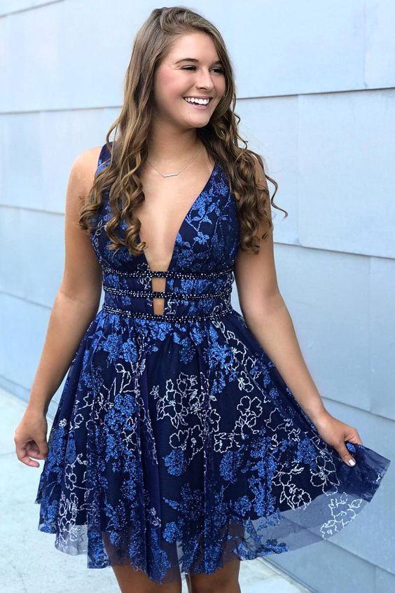 A-Line Gill Homecoming Dresses Short Navy 1482