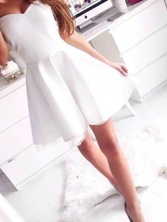 White Hot Selling White Alyson Homecoming Dresses Sweetheart Simple Freshman 149