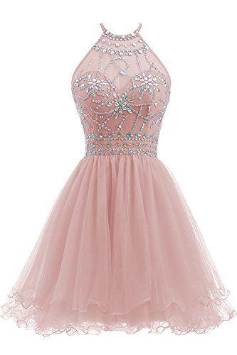 Homecoming Dresses Clarissa Beaded Halter Short Tulle Dress 1578