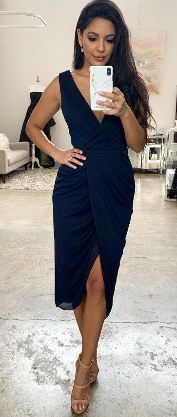 V Neck Short Navy Blue Tight Lucinda Homecoming Dresses Short Wrap 16089