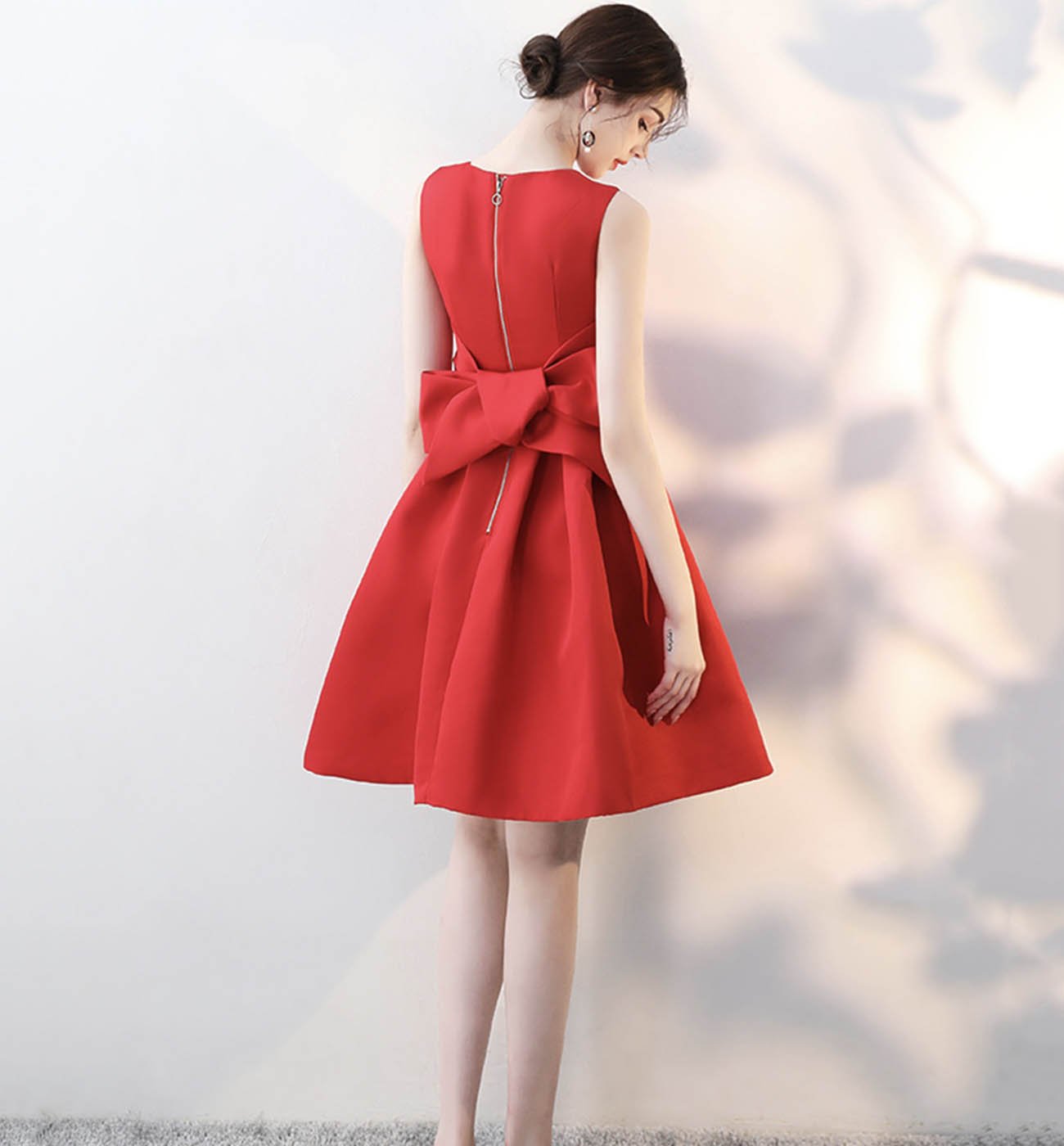 RED Aliza Homecoming Dresses SATIN SHORT CUTE PARTY DRESS 16184