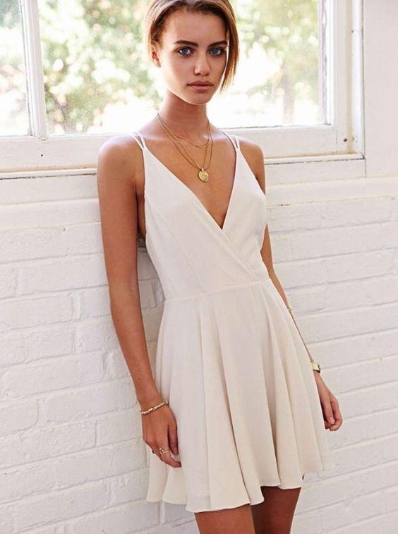 Short Simple White Homecoming Dresses Jade 1635