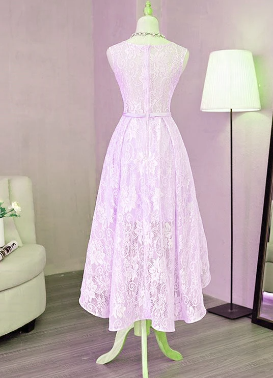 Beautiful Homecoming Dresses Catherine Lace Lavender High Low Dress 2024 Short Formal Dress 17200