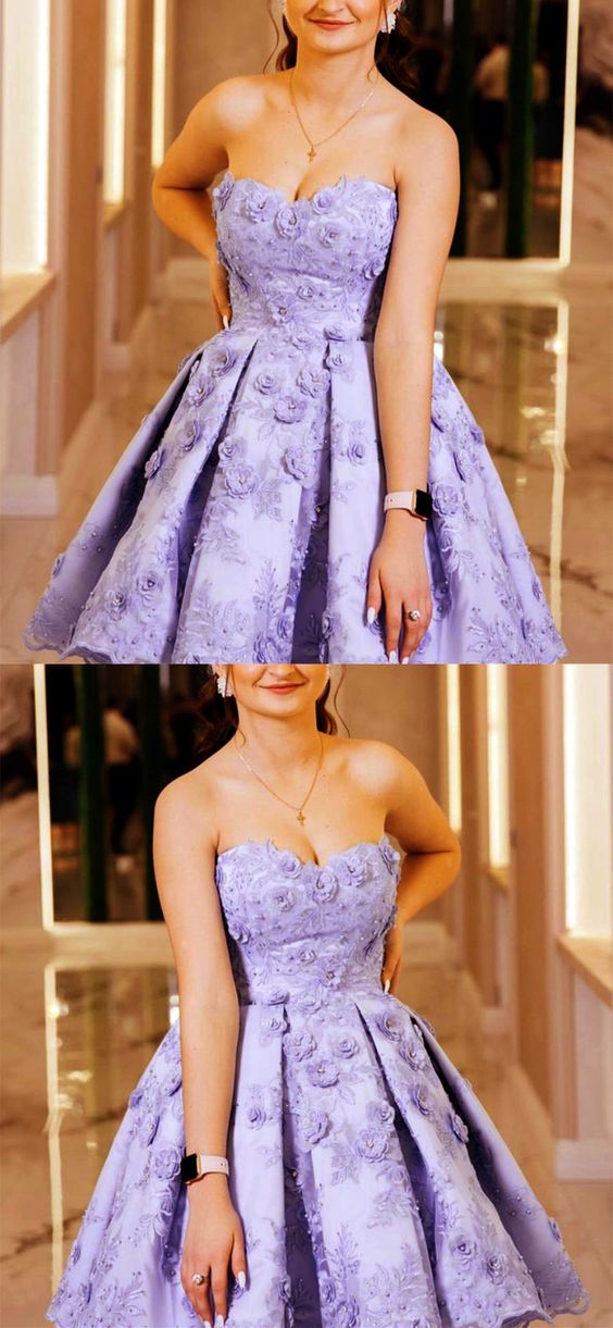 Lavender Dahlia Lace Homecoming Dresses 17311