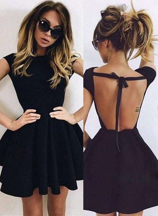 Homecoming Dresses Brylee Backless Black Short 187