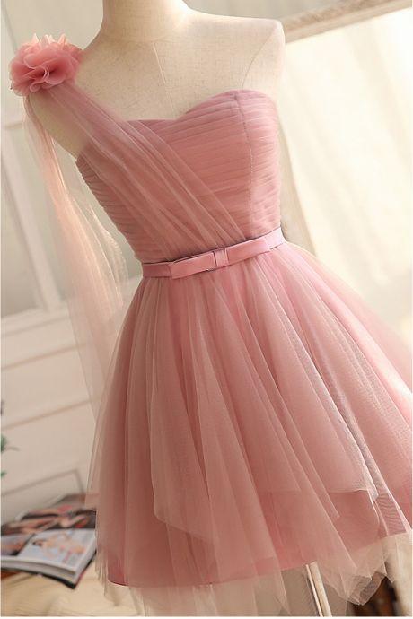 Cute Sweetheart Homecoming Dresses Shania Pink Tulle Sleeveless A-Line Short 20249