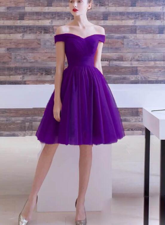 OFF SHOULDER Essence Homecoming Dresses PURPLE TULLE 20249