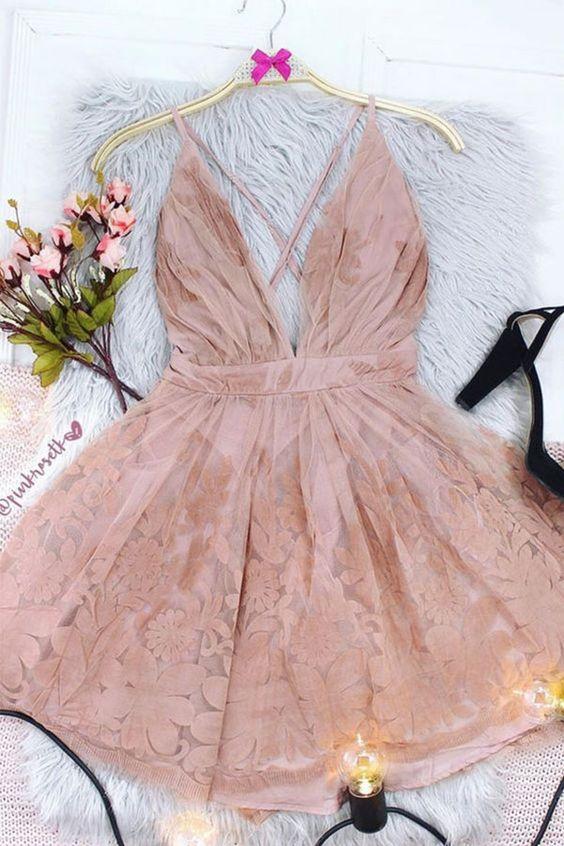 Blush Short Homecoming Dresses Makenna Dance Dress 20358