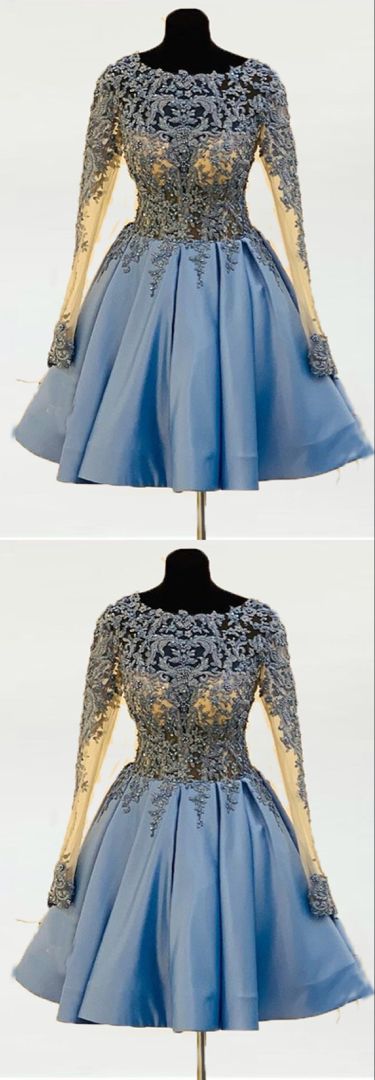 Homecoming Dresses Xiomara Blue With Sleeves 22504