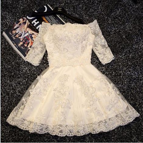 Pretty Sexy Party Dress Charming Ivory Lace Homecoming Dresses Mavis 22921