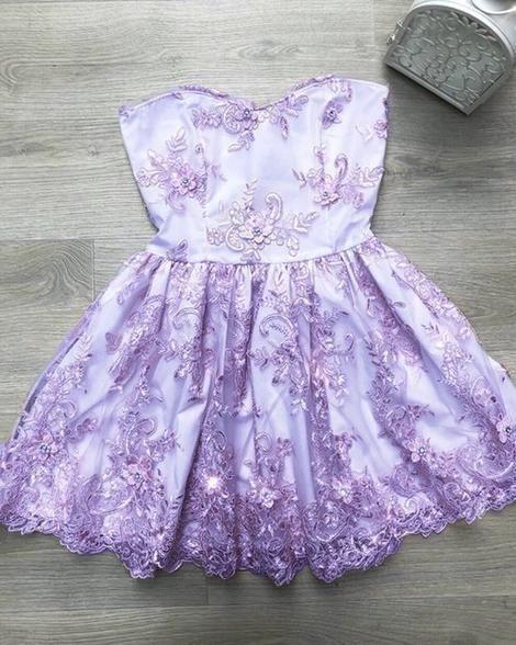 Elegant Homecoming Dresses Saige Lace Purple Short 23108