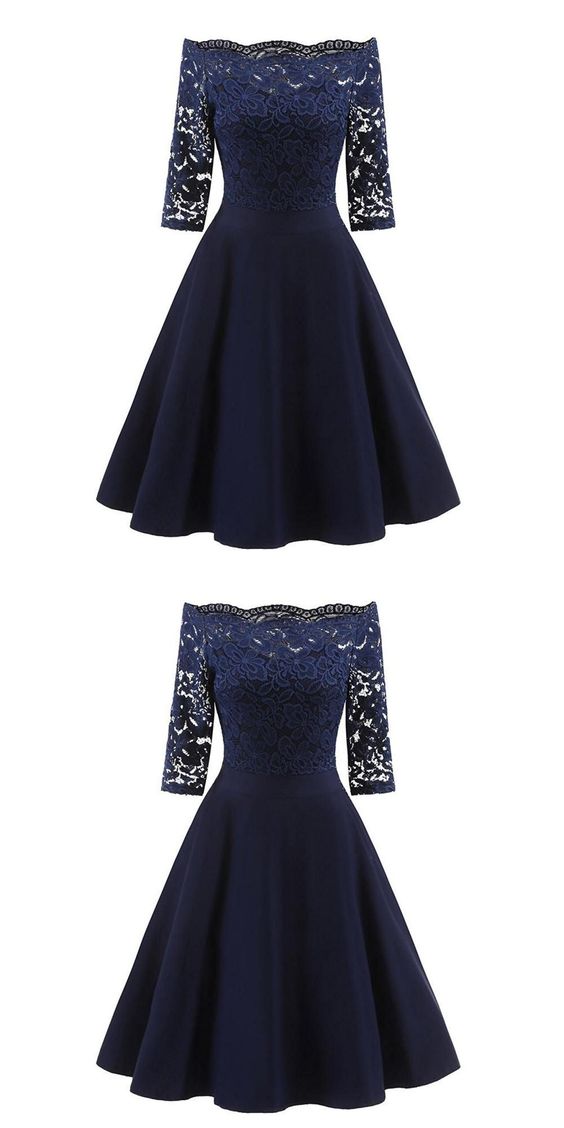 Perfect Navy Blue Off Homecoming Dresses Giada The Shoulder 23148