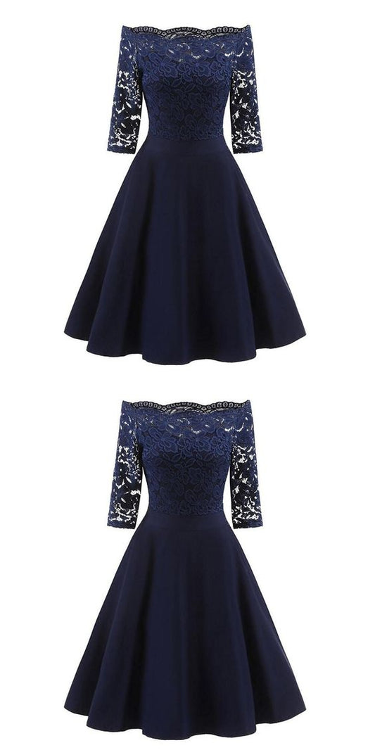 Perfect Navy Blue Off Homecoming Dresses Giada The Shoulder 23148