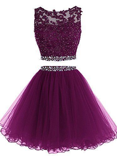 Elegant Homecoming Dresses Krista Two Piece Short Tulle Purple 234