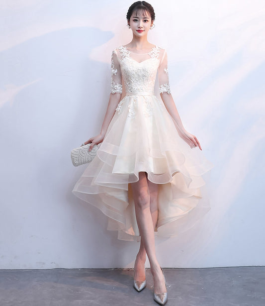 CHAMPAGNE LACE HIGH LOW Hadassah Homecoming Dresses 23510