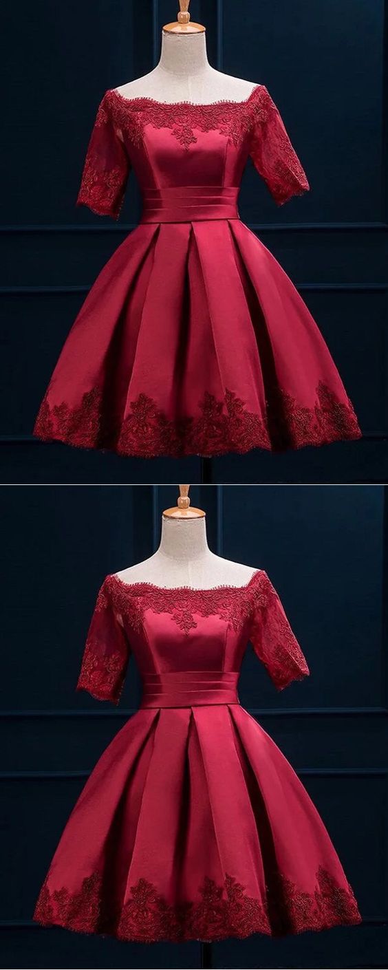 Burgundy With Alannah Homecoming Dresses Sleeves 2357