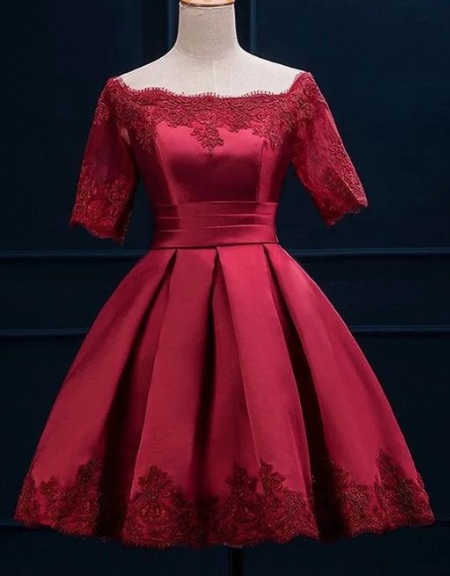 Burgundy With Alannah Homecoming Dresses Sleeves 2357