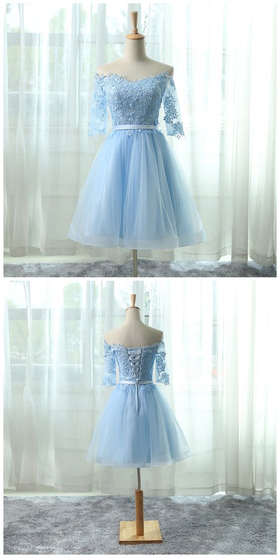 Elegant A-Line Light Germaine Homecoming Dresses Blue 2412