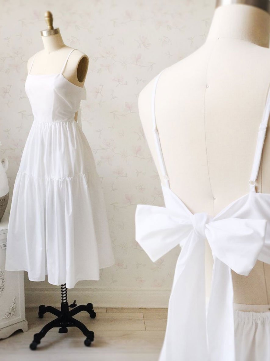 Simple White Homecoming Dresses Nita Backless Short White 24304