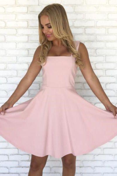 Homecoming Dresses Pink Sanaa Simple Short 24599