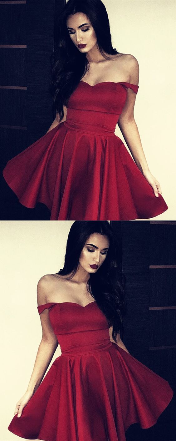 Sweetheart Off Shoulder Kallie Homecoming Dresses Burgundy 2461