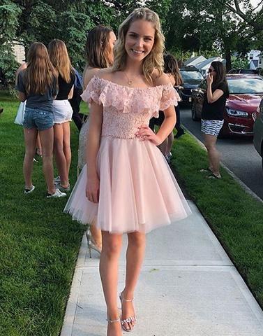 Beautiful Cute 2024 Short Presley Homecoming Dresses Lace 277