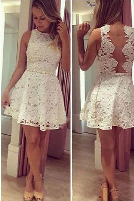 Ivory Ainsley Homecoming Dresses Lace Pretty 2877