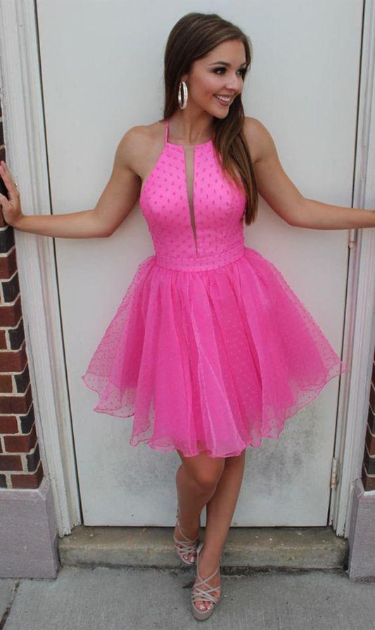 Pretty Simple Hoco Dresses Cheap For Teens Sahna A Line Pink Homecoming Dresses 3085