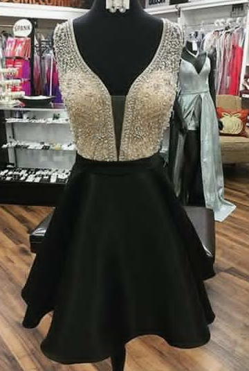 Black Short With Baylee Homecoming Dresses Beading 3143