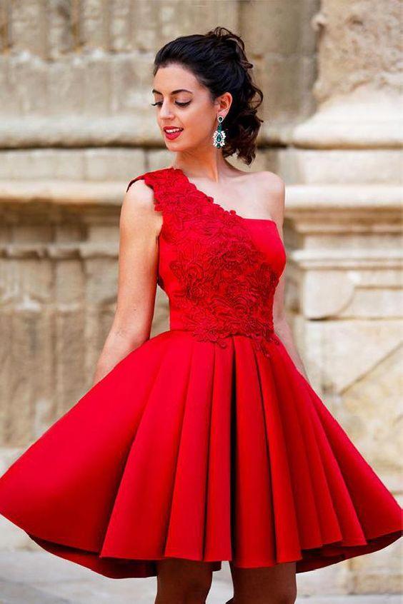 Red Short Homecoming Dresses Vicky Lace 3216