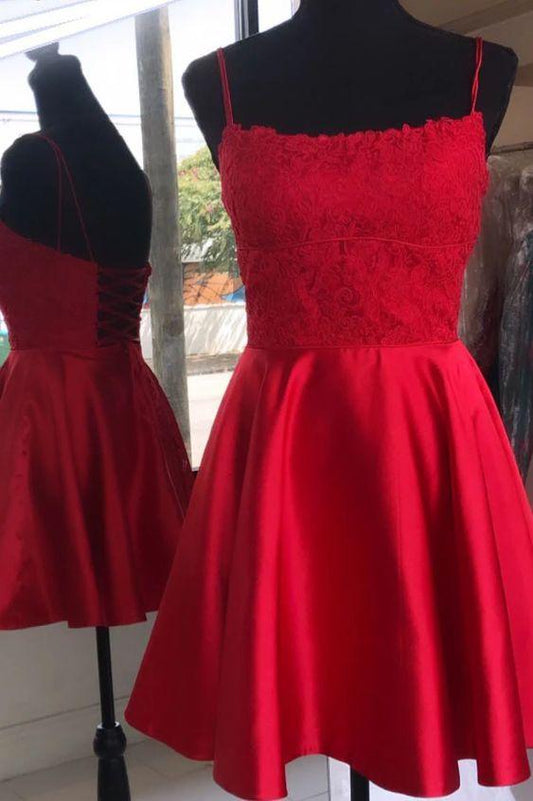 Straps Short Red With Up Back Lace Alexis Homecoming Dresses 3429