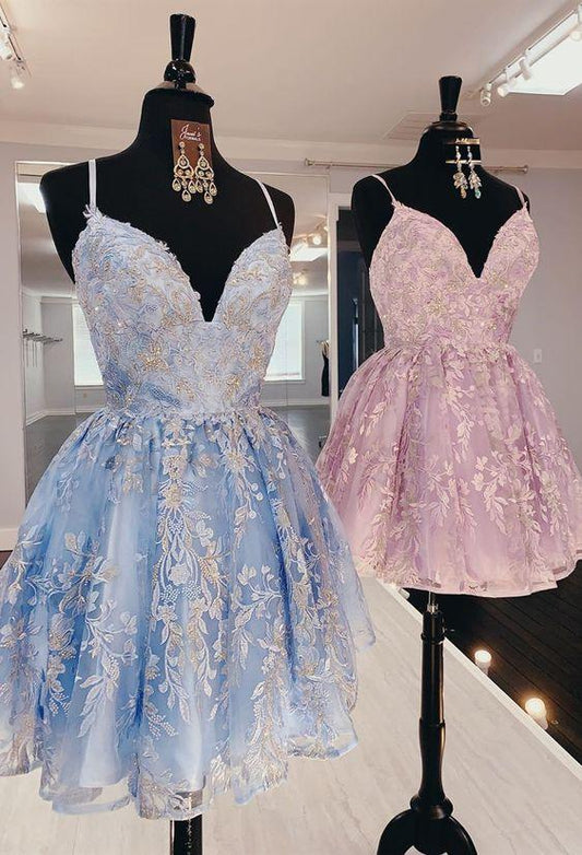 Princess Short Light Homecoming Dresses Pink Lace Dylan Sky Blue Formal Hoco Dresses For Teens 3503