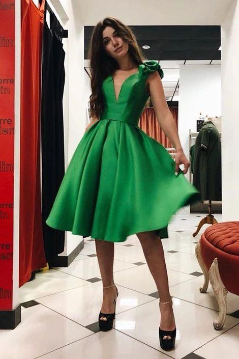 Knee Length Short Green Homecoming Dresses Aniyah Party Dress 3548