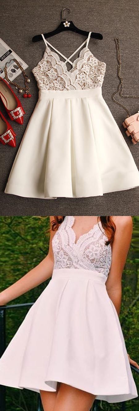 Britney Homecoming Dresses White Short 373