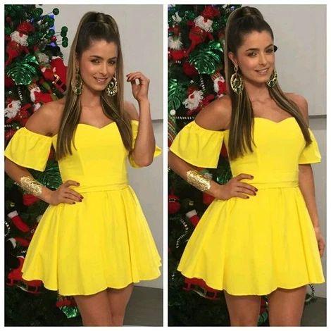 Ryan Homecoming Dresses Off The Shoulder Yellow Short 3764