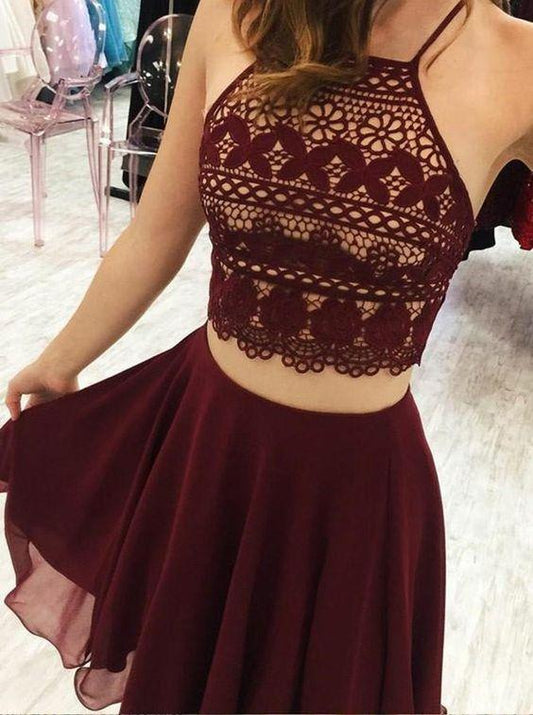 Two Piece Short Burgundy Homecoming Dresses Madelynn 378